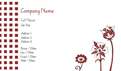 Red and White Floral Business Card Template