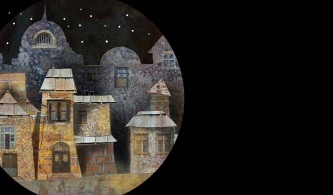 Villiage and Starry Night Business Card Template Zurück Miniaturbild