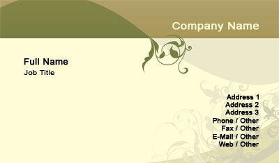 Brown and Green Filigree Business Card Template