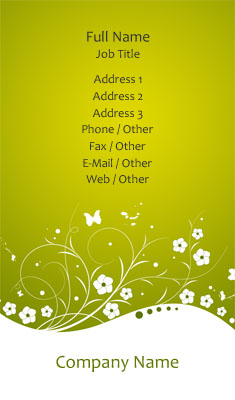 Green and White Flowers Business Card Template